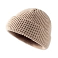 thumbnail image 2 of Skymirror Knitted Hat Handmade Flanging Casual Stretchy Thickened Cold Resistant Solid Color Autumn Winter Women Beanie Cap for Outdoor, 2 of 8
