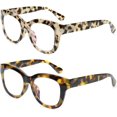 thumbnail image 1 of Soarea 2 Pack Retro Oversized Reading Glasses for Women Blue Light Blocking Computer Readers with Spring hinge Thick Frame, 1 of 8