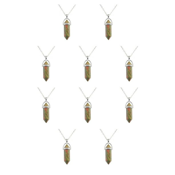 Qarigey Abalorio de columna hexagonal, regalos de aniversario hechos a mano, colgantes colgantes, abalorios de cristal, artesanal, llaveros, unakita 10piezas Qarigey CBP468198