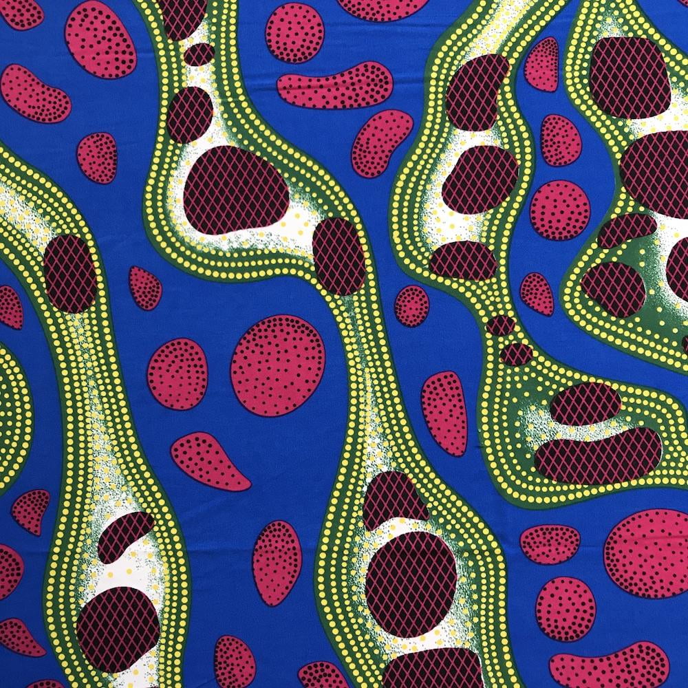 ITY African Print Fabric Stream (13-1) Polyester Lycra Knit Jersey 2 Way  Spandex Stretch 58 Wide 