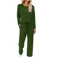 thumbnail image 2 of LEWKW Women's Long Sleeve Lounge Sets Crewneck Pullover with Pocket & Drawstring Wide Leg Pants Casual Soft Sleepwear Comfy Pajamas 2 Piece Outfits, 2 of 9