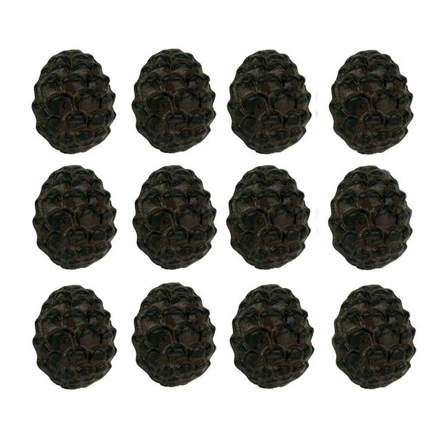 Rustic Brown Woodland Pine Cone 12 Piece Cast Iron Drawer Pull Set