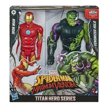 Marvel Titan Hero Series Action Figures, Spider-Man Maximum Venom Iron Man & Venomized Hulk Set