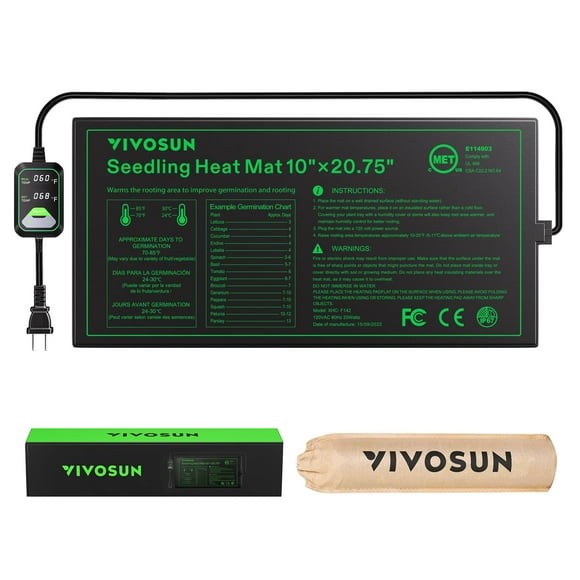 Alfombrilla térmica para plántulas VIVOSUN 10x20,75 con controlador de temperatura