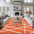 thumbnail image 3 of Orange Geometric Area Rugs 5'x7', Washable Small Throw Rugs for Laundry Room Playroom, Abstract Stripes Modern Simple Indoor Outdoor Rug Non-Slip Low Pile Carpet Runner Reversible Floor Mats, 3 of 8