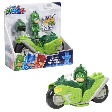 PJ Masks Kickback Motorcycles, Gekko and Vehicle, 2-Piece Figure Set, Ages 3 +