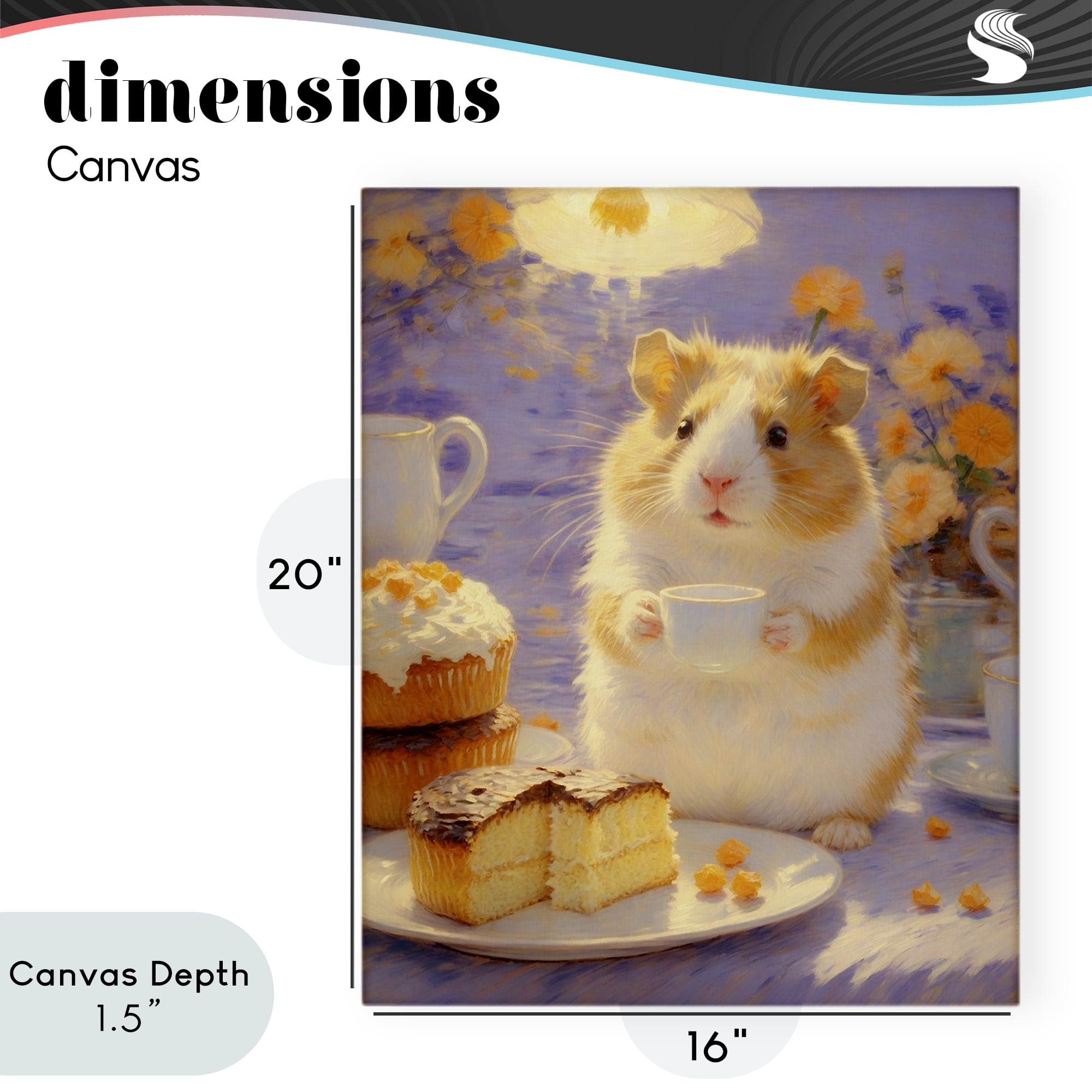 Stupell Industries Hamster Tea Party with Cake Canvas Wall Art, design by Angie Hawke