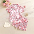 thumbnail image 2 of felwors Toddler Baby Satin Pajamas Set, Long Sleeve Button-Down Sleepwear PJs Girls,Pink,18-24 Months, 2 of 6