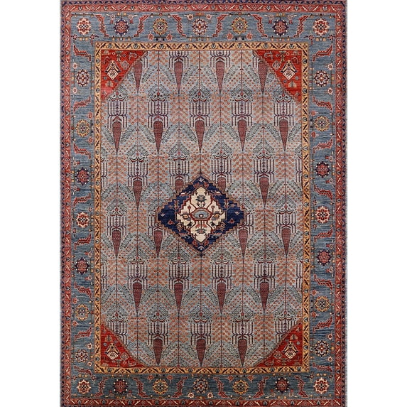 Ahgly Company Indoor Rectangle Mid-Century Modern Rosy Brown Pink Oriental Area Rugs, 7' x 9'
