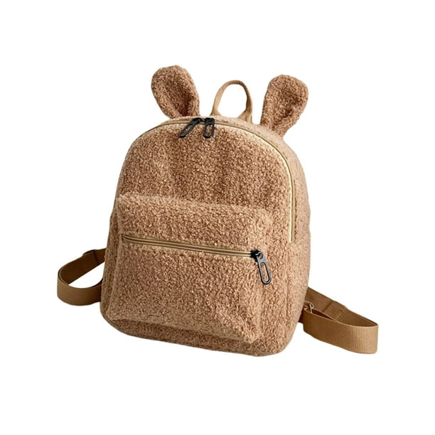 Mialoley Fuzzy Rabbit Backpack, Fluffy Plush School Bag with Bunny Ears
