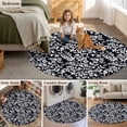thumbnail image 5 of Black Spring Floral Round Area Rug 3.3Ft Washable Circle Rugs for Dining Room Table, Farmhouse Flowers Elegant Pastoral Non-Slip Carpet Floor Mats Indoor Outdoor Carpet Runner Aesthetic Home Decor, 5 of 8