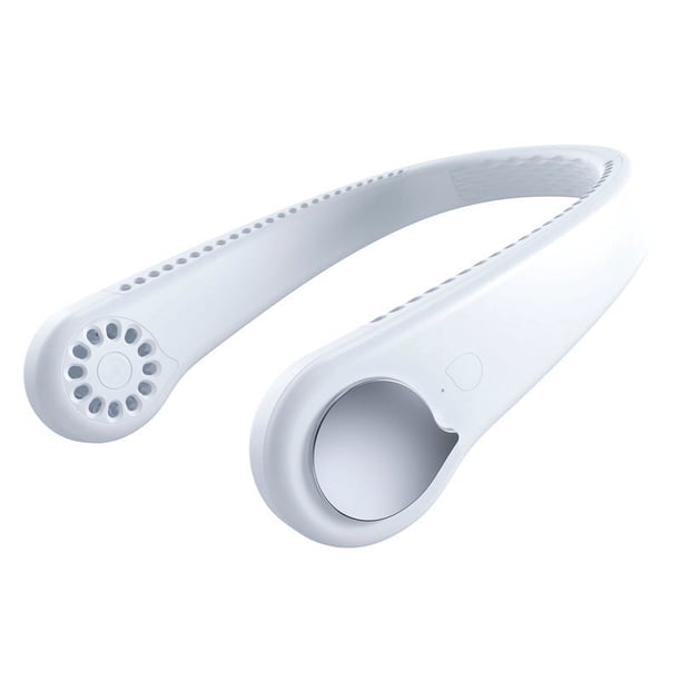 Ventilador de cuello colgante, ventilador de banda para el cuello sin hojas, manos libres, potente cabezal de viento doble, ajustable, 3 velocidades, 360 grados y collar portátil recargable