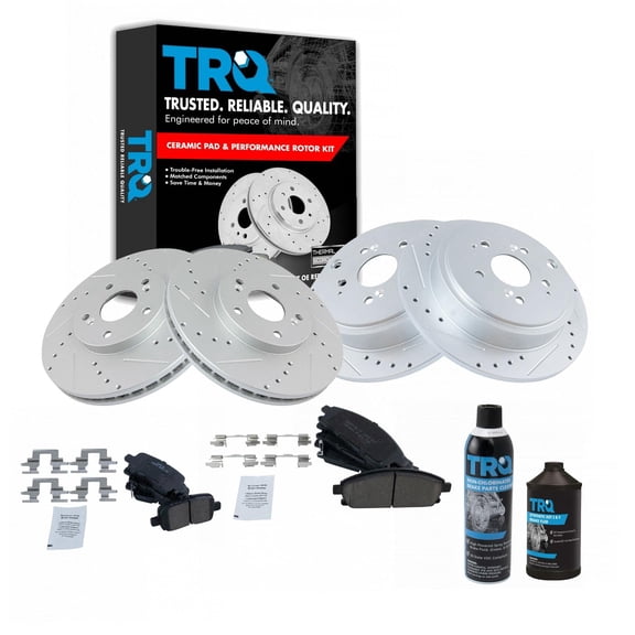 TRQ Front & Rear Performance Brake Rotor & Ceramic Pad Kit w/Chemicals BKA16528 Fits select: 2003-2006 ACURA MDX
