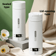 thumbnail image 3 of SPACEMUSE Portable Electric Kettle, 500ml LCD Display SUS304 Travel Water Boiler, 12H Keep Warm, 4-Temp Settings, Auto Shut off & Fast Boil 6-in-1 Office Electric Kettle, Flip-Lid Design, White, 3 of 8