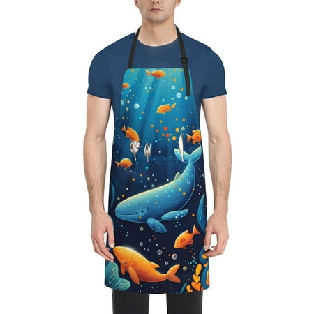 

Naloa Whimsical Underwater Fantasy Apron Kitchen Aprons with Pockets for Women Men Chef