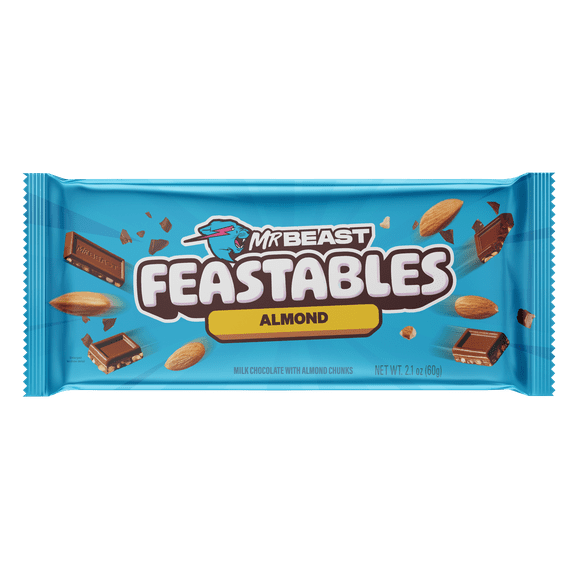 Feastables MrBeast Almond Chocolate Bar, 2.1 oz (60g), 1 Count