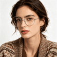 thumbnail image 3 of GJX 2026 New Metal Frame Round Glasses Clear Lens Glasses Lightweight Circle Eyeglasses for Women Men, 3 of 6