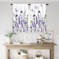 thumbnail image 5 of Purple Floral Lavender Flower Kitchen Curtain 27.5W X 39L Inch 2 Panel Spring Small Short Cafe Tier Window Treatment Drapes Farmhouse Country Wood Vintage Rustic Wildflower Bathroom Home Decor, 5 of 6