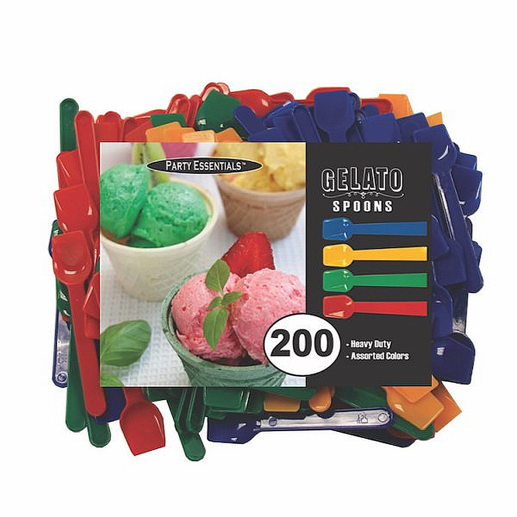 1 Party Essentials Gelato Spoons Assorted Colors 200 Ct