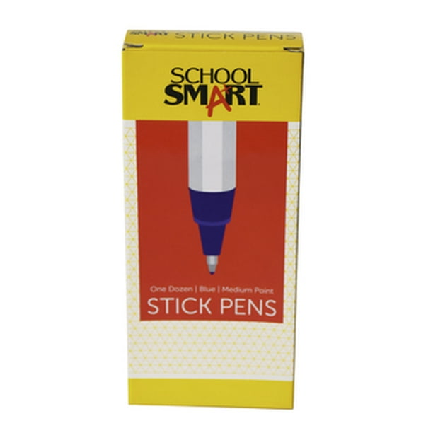 School Smart Round Stick Pen, Medium Tip, Blue, Pack of 12 Walmart