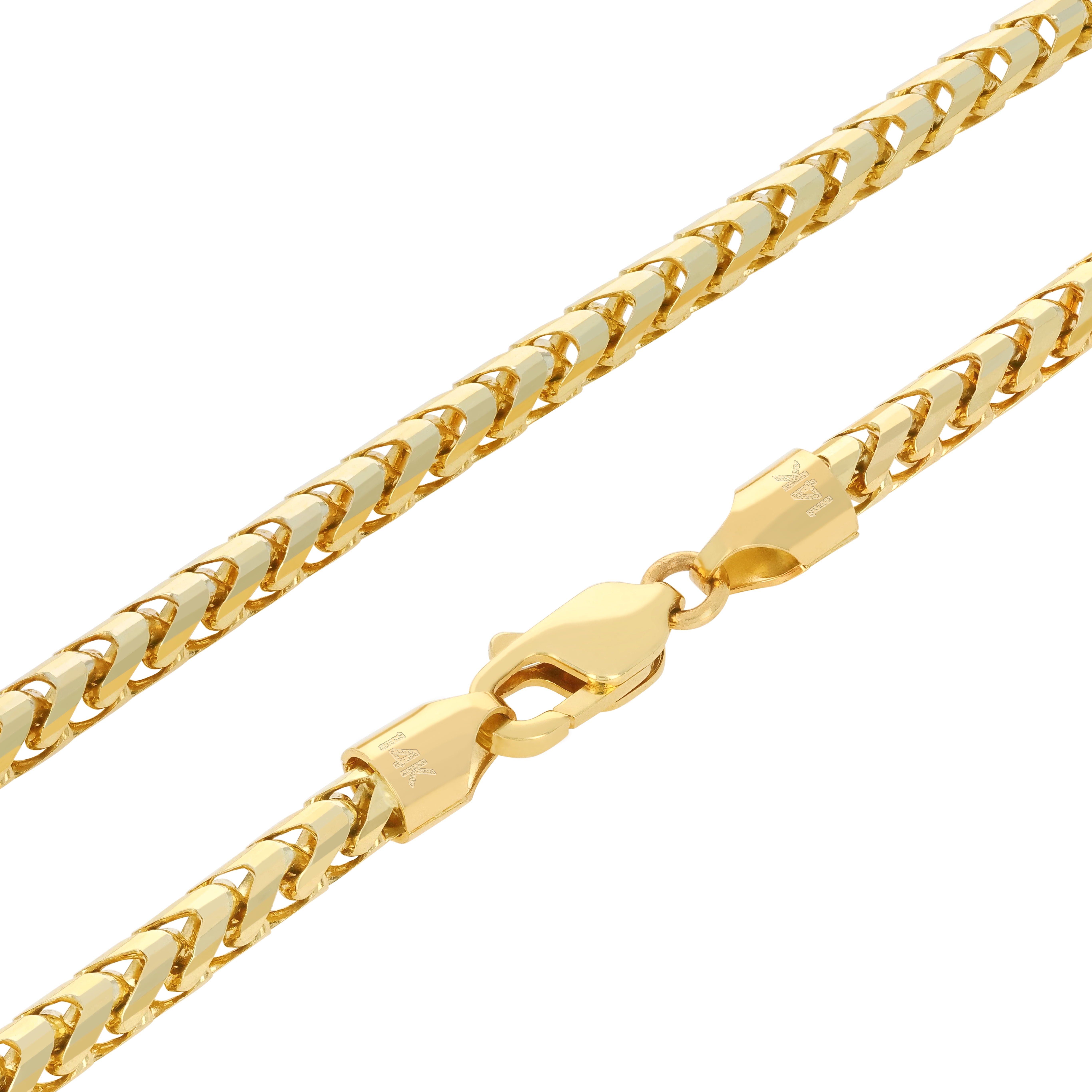 Nuragold 14K Real Yellow Gold Solid Franco Diamond Cut Chain Bracelet 7"-9" (1.1mm-6mm) Italian Jewelry for Men & Women