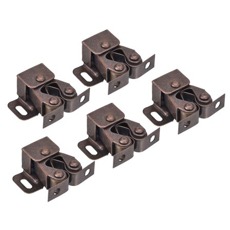 Uxcell Retro Cabinet Door Double Roller Catch Ball Latch with Prong Hardware 32mm Bronze Tone 5pcs