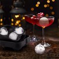 thumbnail image 4 of Molde de silicona para hacer bolas de hielo para congelador, bandeja esférica para cubitos de hielo que hace 4 bolas de hielo perfectamente redondas, moldes grandes reutilizables para cubito, 4 of 5
