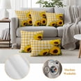 thumbnail image 6 of Outdoor Pillow Covers Watercolor Sunflowers Leaves on Retro Waterproof Pillow Cases 18x18 Set of 2, Yellow White Plaid Throw Pillow Cover Pillowcase for Patio Balcony Couch Garden, 6 of 9