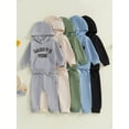 thumbnail image 3 of BemeyourBBs Toddler Baby Boy Daddy's Mini Outfits Letter Embroidery Long Sleeve Hoodie Sweatshirt Sweatpants Jogger Pants Set 2 Piece Sweatsuit Spring Fall Winter Clothes, 3 of 9