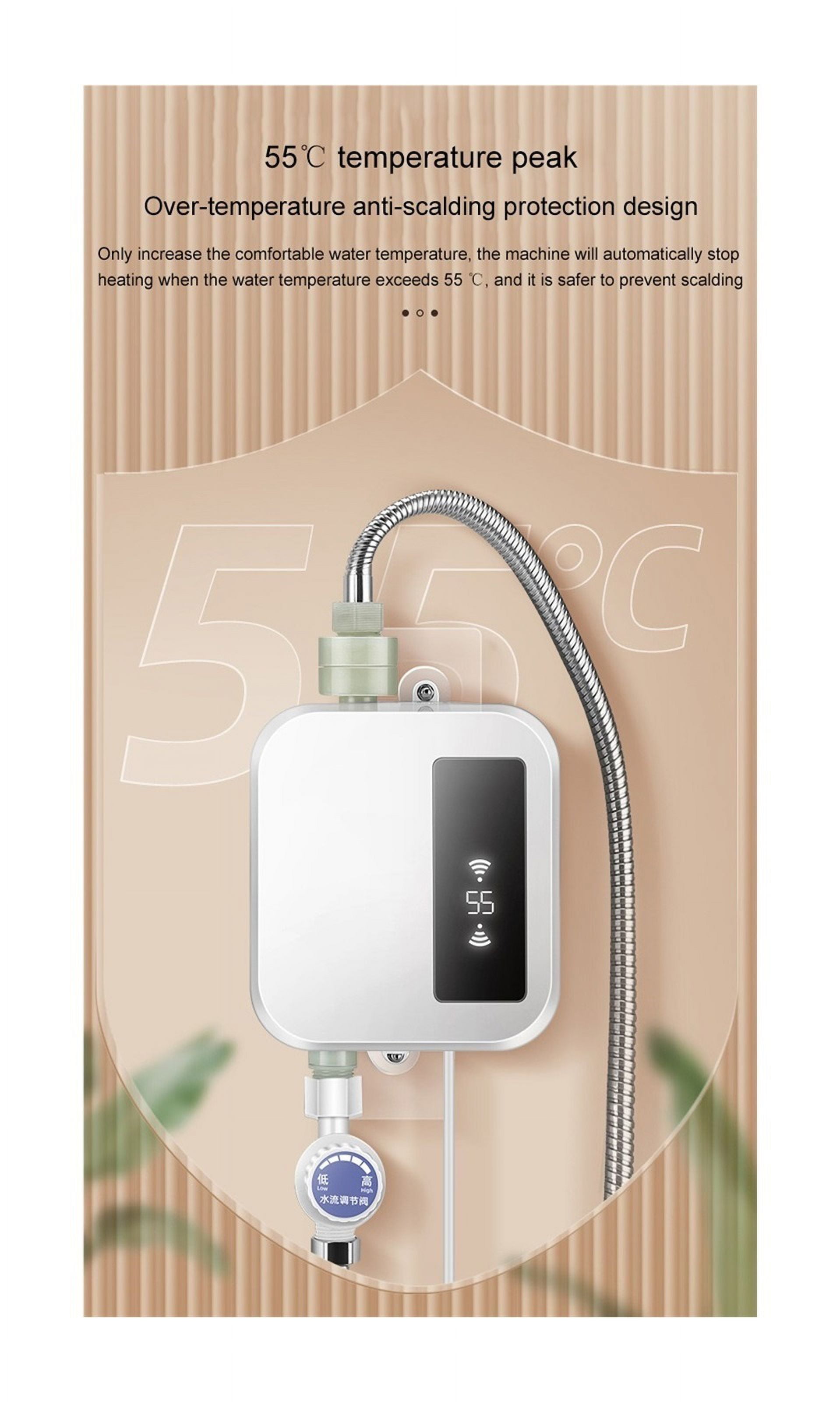 3500W Electric Water Heater Instant Kitchen Bathroom 3S Heating Tankless Water Faucet Temperature Display Heating Shower ,Safety Protections