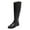 Black, variant on YDN Women Fashion Round Closed Toe Knee High Boots Braid Flats Block Low Heels Side Zippers Shopping Daily Shoes Size 7 Green