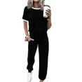 thumbnail image 2 of yievot Sweatsuits 2pc Sets Womens Short Sleeve Top and Jogger Pants Two Piece Fall Outfits Tracksuit with Pockets, 2 of 8