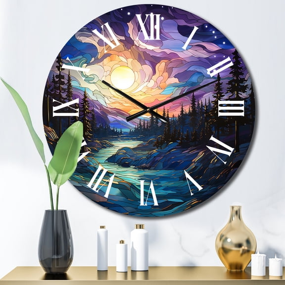 Designart "horizon Aurora Borealis Natures VI" Aurora Borealis Oversized Wall Clock