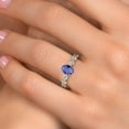 thumbnail image 4 of Gem Stone King 14K Two Tone Gold Blue Iolite and Lab Grown Diamond Engagement Ring for Women | 1.55 Cttw | Oval Checkerboard 7X5MM | Gemstone Birthstone | Size 6, 4 of 6