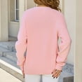 thumbnail image 4 of WEIYLL Hauts pour Femmes Tendance Nœud Bouton Col Rond Manches Longues Couleur Unie Chandail Tricoté Rose Décontracté Hauts d'Automne,G, 4 of 7