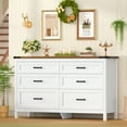 thumbnail image 3 of TEENFON Farmhouse 6 Drawer Dresser for Bedroom, 47.2'' Wide Wood Chest of Drawers with Large Metal Handles, Dresser for Closet, Bedroom Dresser for Living Room, Entryway, White, 3 of 9