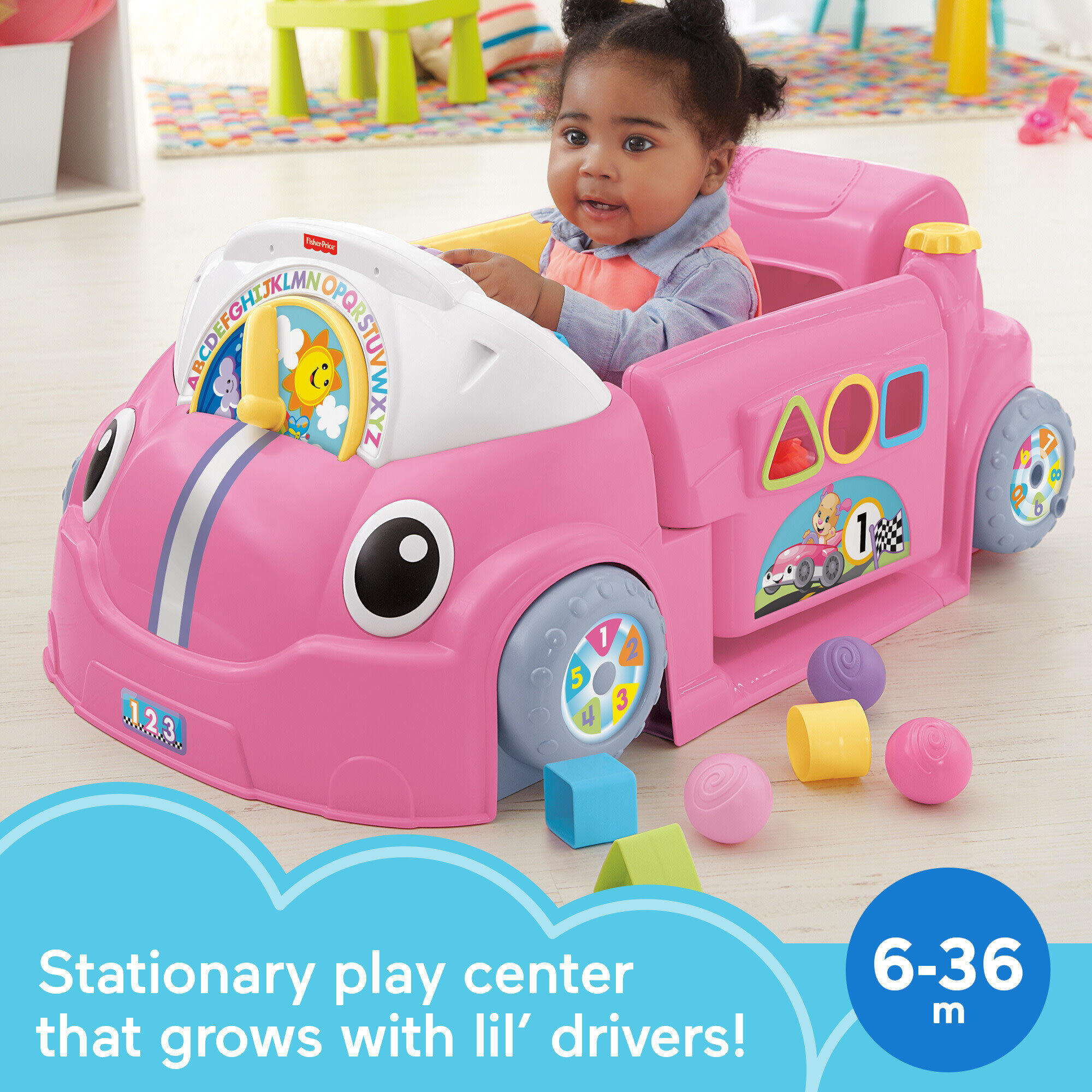Fisher-Price Laugh & Learn Crawl Around Car, Electronic Learning Toy Activity Center for Baby, Pink - image 3 of 7