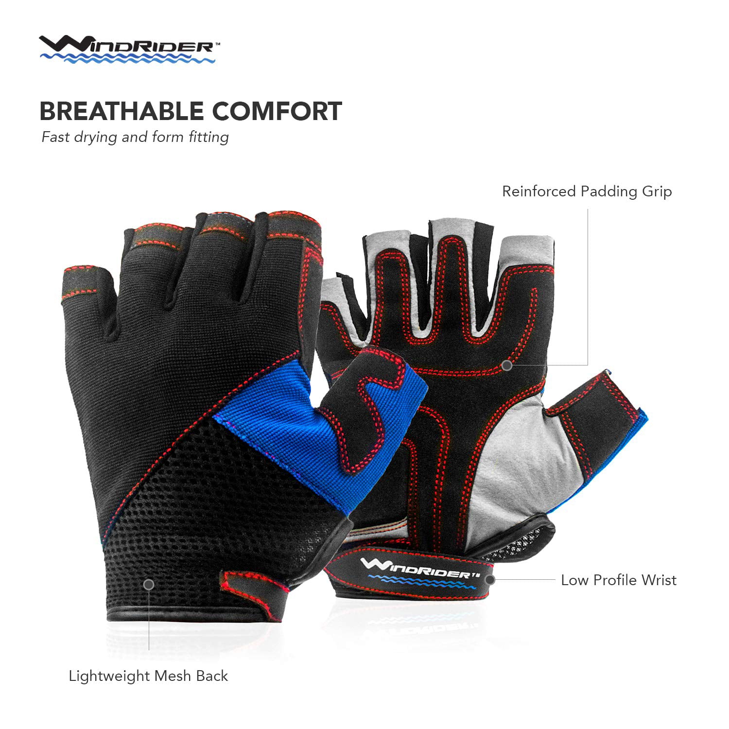 Kayak Gloves Breathable Ergonomically Shaped Paddling Padded WindRider Ultra Grip Sailing 
