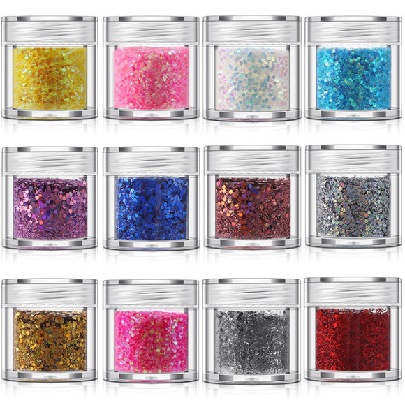 Paillettes, Pot à Secouer en Résine Scintillante, Paillettes Fines, Ensemble Assorti Multiple Paillettes Extra Fines