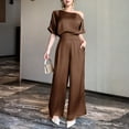thumbnail image 2 of Women's One Shoulder Wide Leg Jumpsuit Elegant High Waist Dressy Evening Party Outfit, 2 of 7