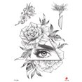 thumbnail image 1 of vintage rose eye large 8.25" temporary arm tattoo, 1 of 4