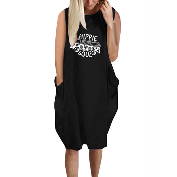 Lallc - Women's Sleeveless Plus Size Baggy Loose Midi Dresses Summer