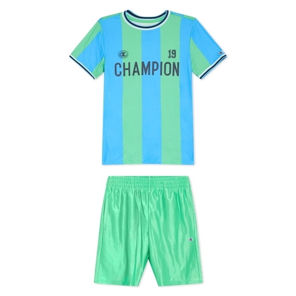 Champion Boys Soccer Jersey Top and Woven Shorts Set - Green Flash - Size Large