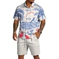 thumbnail image 2 of Men's Summer Outfits Hawaiian Matching Set Beach 2 Piece Outfits Floral Cruise Button Down Shirt and Shorts, 2 of 6