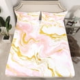thumbnail image 2 of Castle Fairy Gradient Abstract Marble 4 Pieces Queen Sheet Sets for Teens Boys Girls,Pink Golden White Ultra Soft Flat Sheet,Marbling Watercolor Queen Fitted Sheet,Ultra Soft Home Decor, 2 of 7