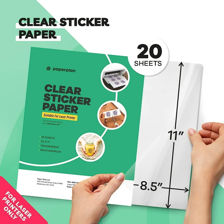 Clear Sticker Paper for Laser Printer (20 Sheets) - Vinyl Sticker
