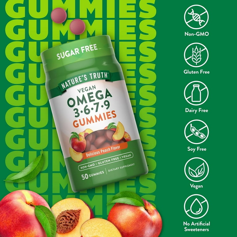 Nature's Truth, Omega Gummies, 50 Gummies, Peach Flavor - Walmart.com