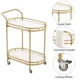 thumbnail image 5 of unipaws Bar Cart Gold, Easy Assembly Serving Bar Trolley with 2-Tier Shelves and Rotating Wheels for Home, 5 of 7