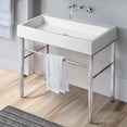 thumbnail image 3 of Whitehaus Collection Britannia Large Rectangular Sink Console with Front towel Bar and No Hole Drill, white/chrome Large White/Chrome, 3 of 4