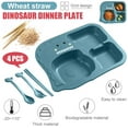 thumbnail image 2 of JUNWELL Kids Plates Set, 4 piece (Plates with Forks and Spoons) Lightweight Toddler Dishes , Dishwasher Baby Feeding Set with Divided Meal plates, Natural Wheat Straw Material (Dinosaur), 2 of 6